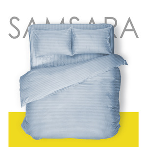 Комплект постельного белья 1,5 спальный Голубой страйп-сатин