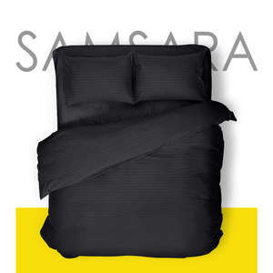 Комплект постельного белья 1,5 спальный Черный страйп-сатин